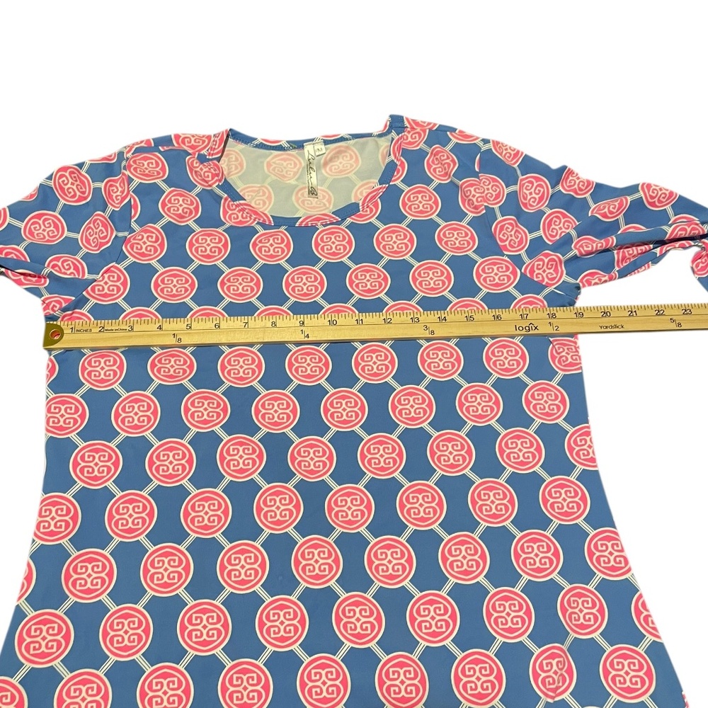 Lulu-B Travel Dress- Blue & Hot Pink Size Medium EUC - Picture 2 of 9